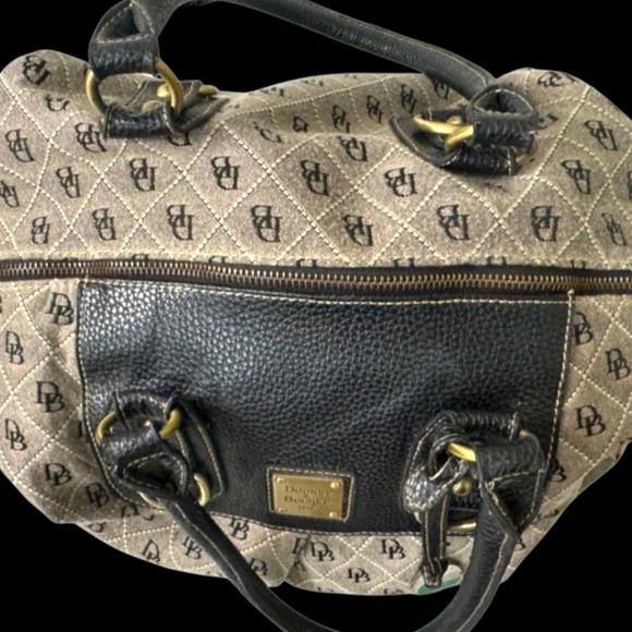 Dooney & Bourke Monogram Quilted Satchel Canvas Leather Bag